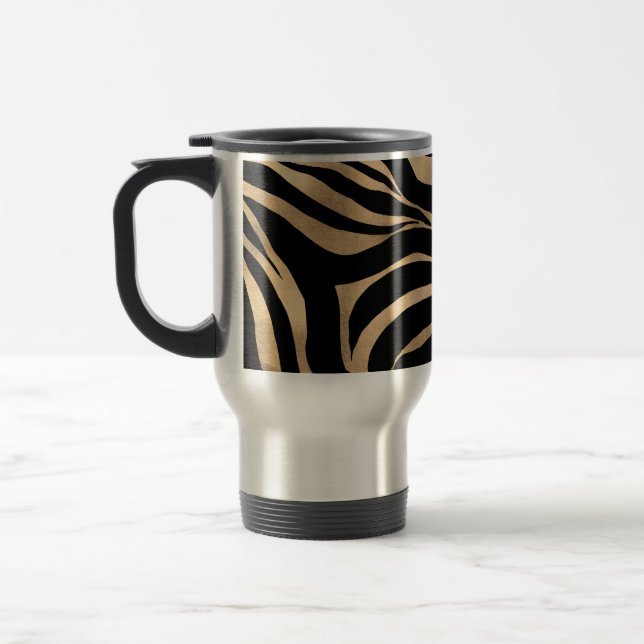 Elegant Metallic Guld Zebra Black Animal Print Resemugg (Vänster)