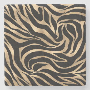 Elegant Metallic Guld Zebra Black Animal Print Stenunderlägg