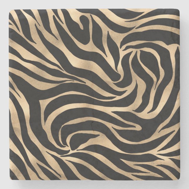 Elegant Metallic Guld Zebra Black Animal Print Stenunderlägg (Framsidan)