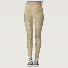 Elegant Metallic Light Brown Löv Mönster - Natur Leggings