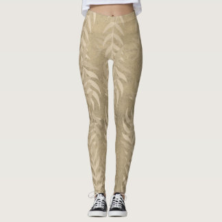 Elegant Metallic Light Brown Löv Mönster - Natur Leggings