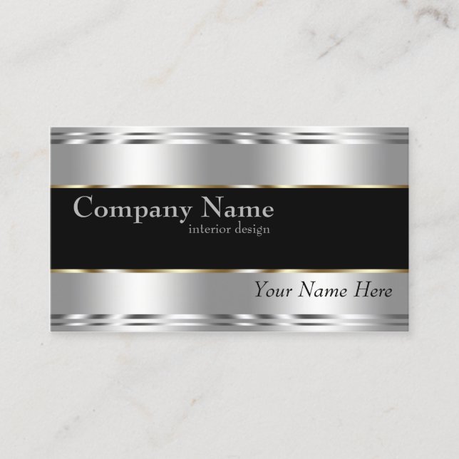 Elegant Metallic Professionell Corporate Silver Visitkort (Framsida)
