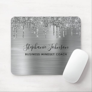 Elegant Metallic Silver Sparkly Glitter Drip Musmatta