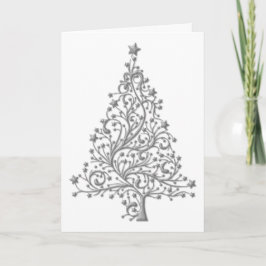 Elegant Metallic Silver Träd jul Kort