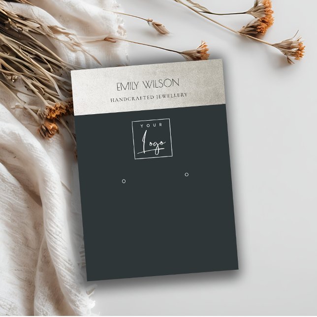 ELEGANT METALLISK BLACK SILVER LOGOTYP ÖKNING VISN VISITKORT (Skapare uppladdad)