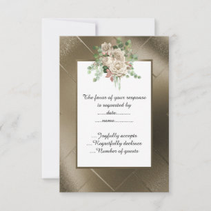 ELEGANT METALLISK BRONS CRÈME BLOMMOR Anpassad RSV OSA Kort