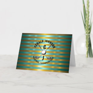 Elegant metallisk golfmonogramdesign inbjudan