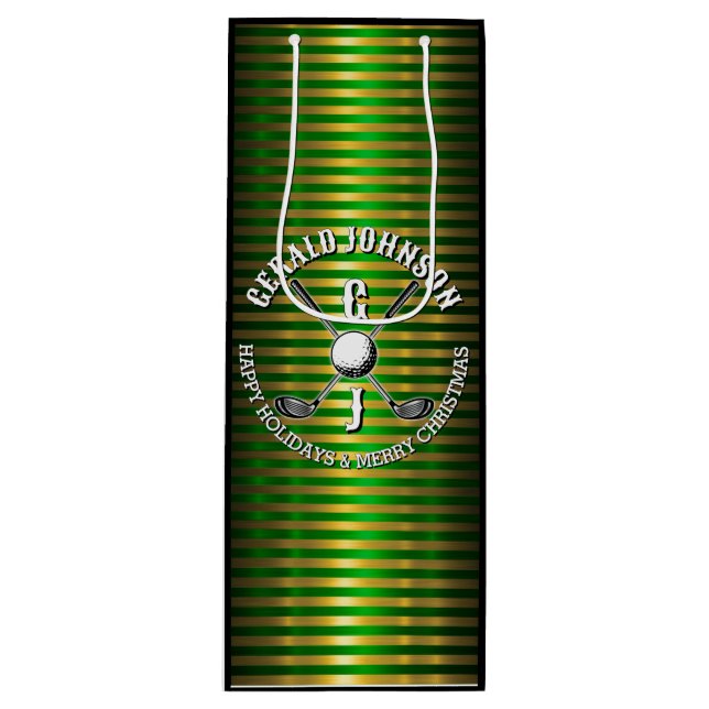 Elegant metallisk grön-guld golfmonogram stor Gi (Framsidan)