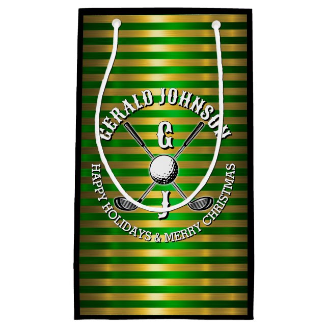 Elegant metallisk grön-guld golfmonogram stor Gi (Framsidan)