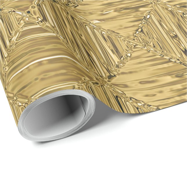 Elegant metallisk guldmönster texturerad look presentpapper (Rullad Hörn)