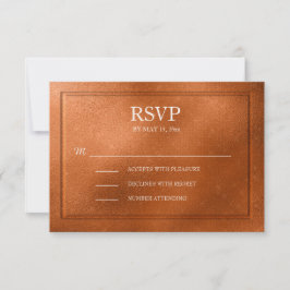 Elegant Metallisk Koppar Bröllop RSVP OSA Kort