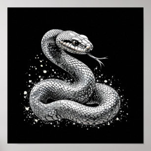 Elegant Metallisk Orm Mörk Estetik Fantasy Poster