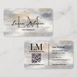 Elegant metallisk QR-kod med monogram Visitkort