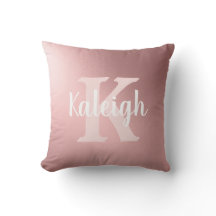 Elegant Metallisk Rosa Vita Monogram Namn
