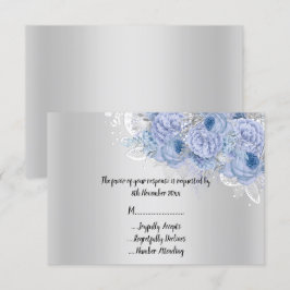 Elegant metallisk silver blomster lilakyrka RSVP Inbjudningar