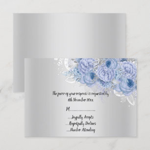 Elegant metallisk silver blomsterlilja bukett RSVP Inbjudningar