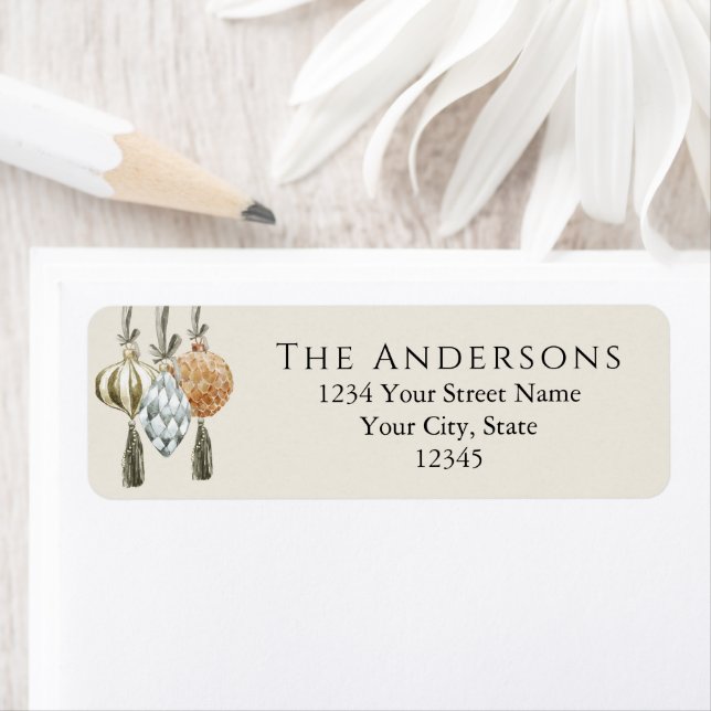 Elegant Metalliska prydnadsföremål Juldagen Helgda Returadress Etikett (Insitu)