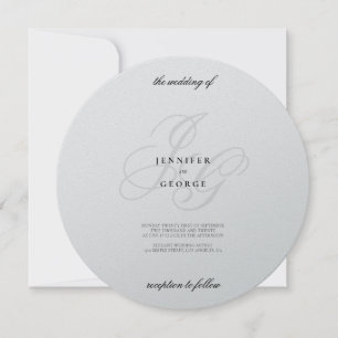 Elegant, metalliskt silver monogram initialer bröl inbjudningar