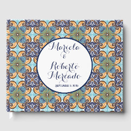 Elegant Mexikansk Blommigt Talavera Bröllop Gästböcker