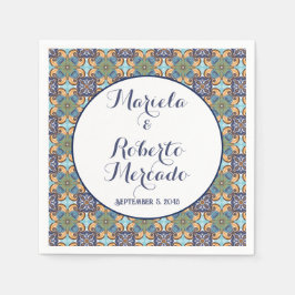 Elegant Mexikansk Blommigt Talavera Bröllop Pappersservett