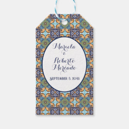 Elegant Mexikansk Blommigt Talavera Bröllop Presentetikett