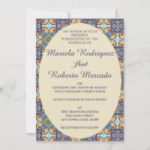 Elegant Mexikansk Blommigt Talavera Oval Bröllop