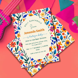 Elegant mexikansk folkblommig baby shower-inbjudan inbjudningar