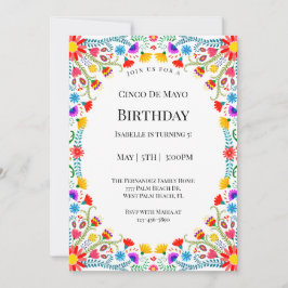 Elegant Mexikanska Blommigtar Cinco De Mayo Birthd Inbjudningar