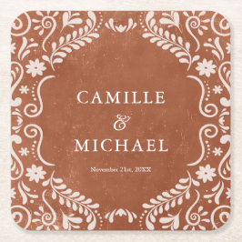 Elegant Mexikanska Bröllop Papel Picado Underlägg Papper Kvadrat