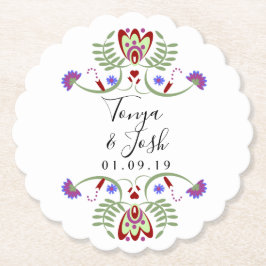 Elegant Mexikanska folkblommor Bröllop | Mini Hear Underlägg Papper