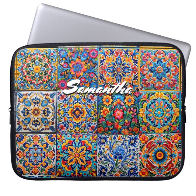 Elegant Mexikanska golska rutor med röd gult Laptop Fodral (Framsidan)