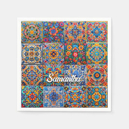 Elegant Mexikanska golska rutor med röd gult Pappersservett