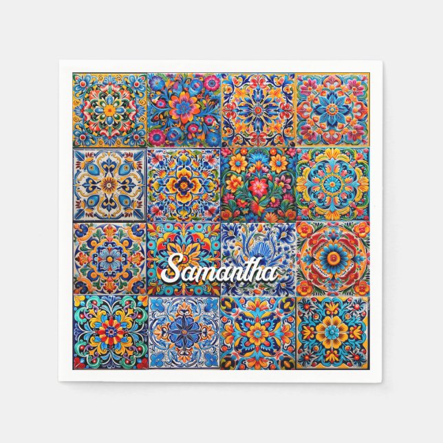 Elegant Mexikanska golska rutor med röd gult Pappersservett (Framsidan)