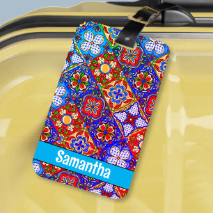 Elegant Mexikanska golvplattor (blåblå lila) Bagagebricka