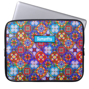 Elegant Mexikanska golvplattor (blåblå lila) Laptop Fodral