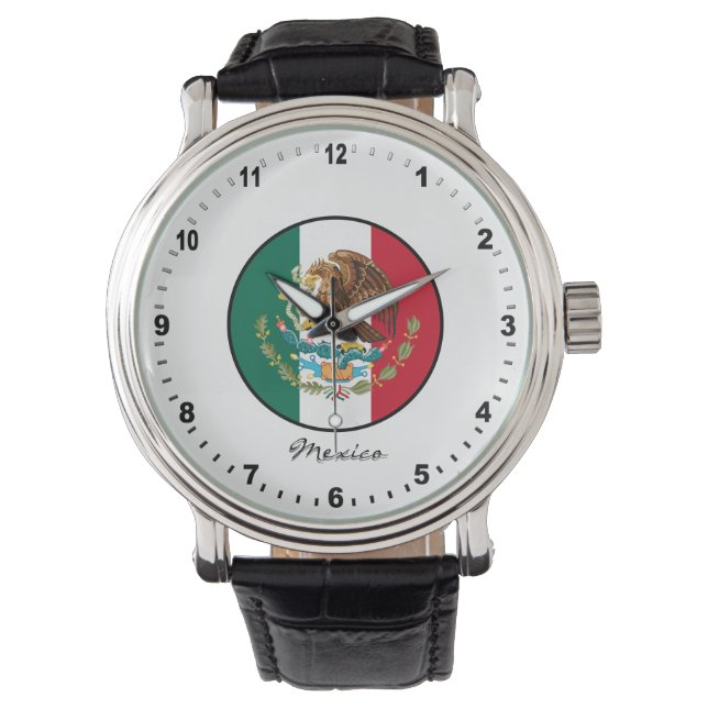 Elegant Mexiko Watch & Mexikanska Flagga Armbandsur (Framsida)