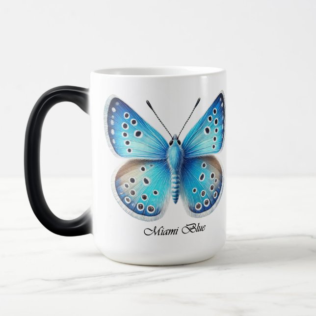 Elegant Miami Blue Fjärilslindning  Magisk Mugg (Vänster)