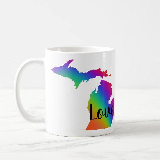Elegant Michigan färglös regnbågsdesign Kaffemugg (Vänster)