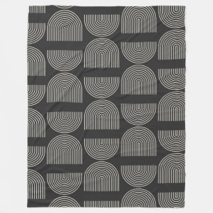 Elegant Mid Century Mod Arch Linjer Black and Whit Fleecefilt