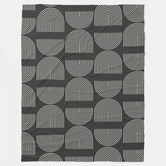 Elegant Mid Century Mod Arch Linjer Black and Whit Fleecefilt (Framsidan)
