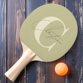 Elegant Mid-Century Modern Monogram Dust Sage Pingisracket