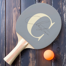 Elegant Mid-Century Modern Monogram Duvgrå Pingisracket