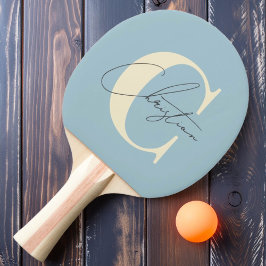 Elegant Mid-Century Modern Monogram Ljus Himmel Pingisracket
