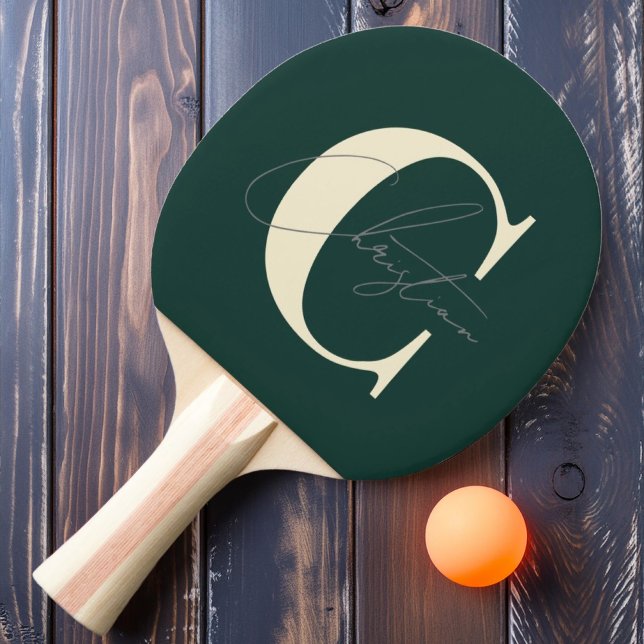 Elegant Mid-Century Modern Monogram Ljusgrön Pingisracket (Skapare uppladdad)