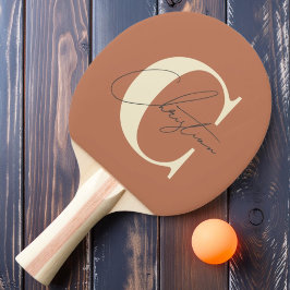 Elegant Mid-Century Modern Monogram Ljust Rosa Pingisracket