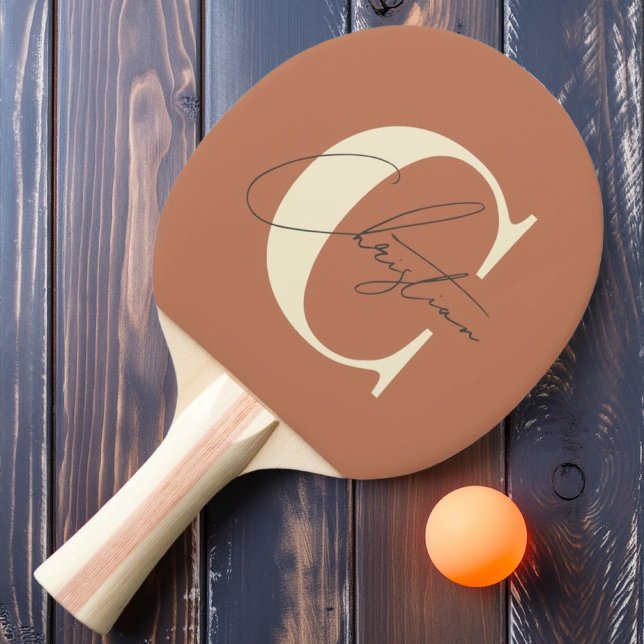 Elegant Mid-Century Modern Monogram Ljust Rosa Pingisracket (Skapare uppladdad)
