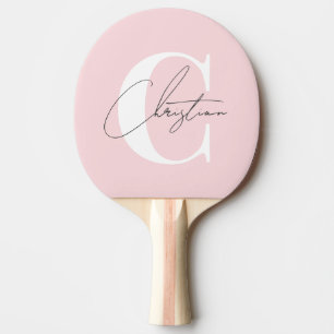 Elegant Mid-Century Modern Monogram Rosa Viskning Pingisracket