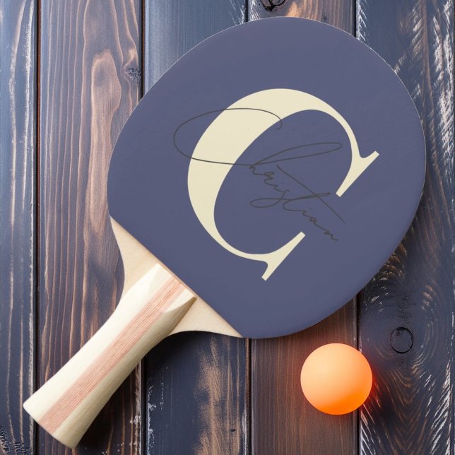 Elegant MidCentury Modern Monogram Lavendelbris Pingisracket (Skapare uppladdad)