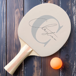 Elegant MidCentury Modern Monogram Sandslott Rosa Pingisracket