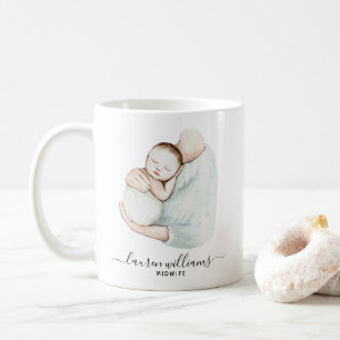Elegant Midfru Doula Cute Baby Nurse Watercolor Kaffemugg